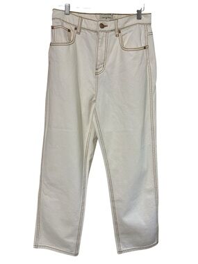 NWT Tory Burch High Rise Straight Jeans Off White Cream Sz 29